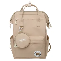 Backpack Travel Simple Style High School Backpack - Khaki - View 1