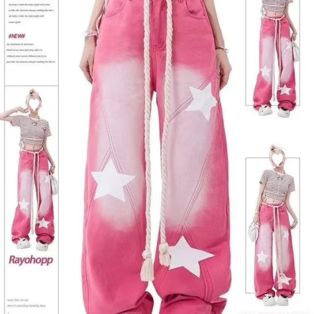 Dopamine Girls Wear New XINGX Embroidered Jeans Pink - Shop at LoveMi
