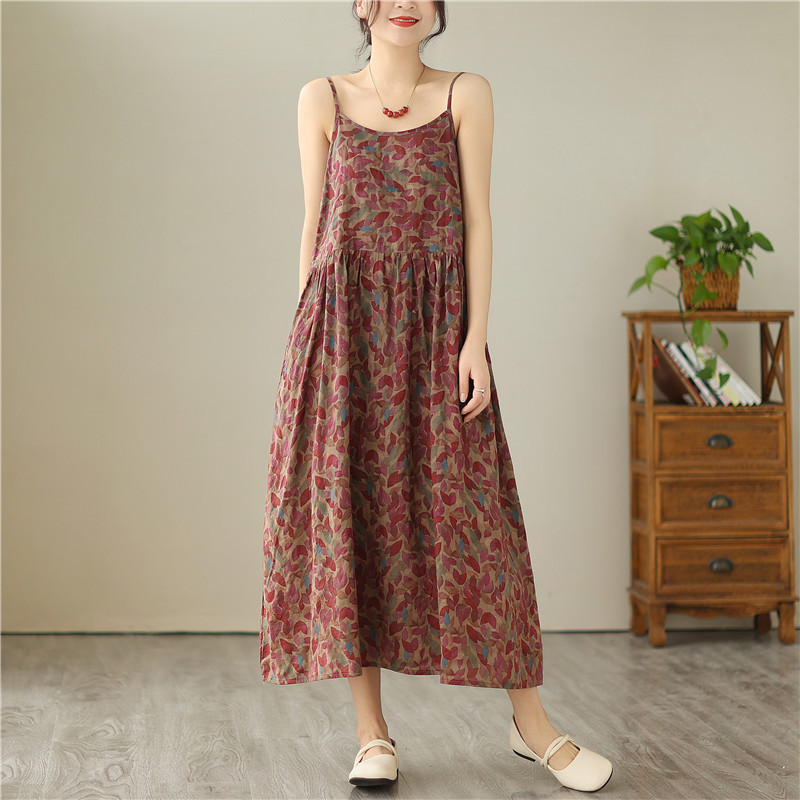 Sweet Artistic A- Line Dress Lady Loose Tube Top Pullover Sleeveless Sling Dress