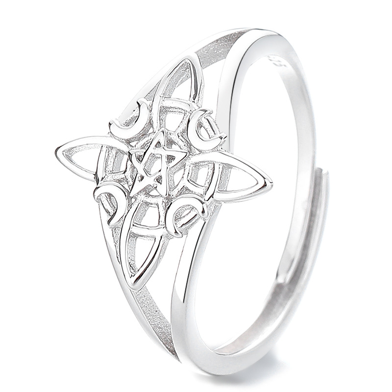 Sterling Silver Hollow Asterism Ring For Women