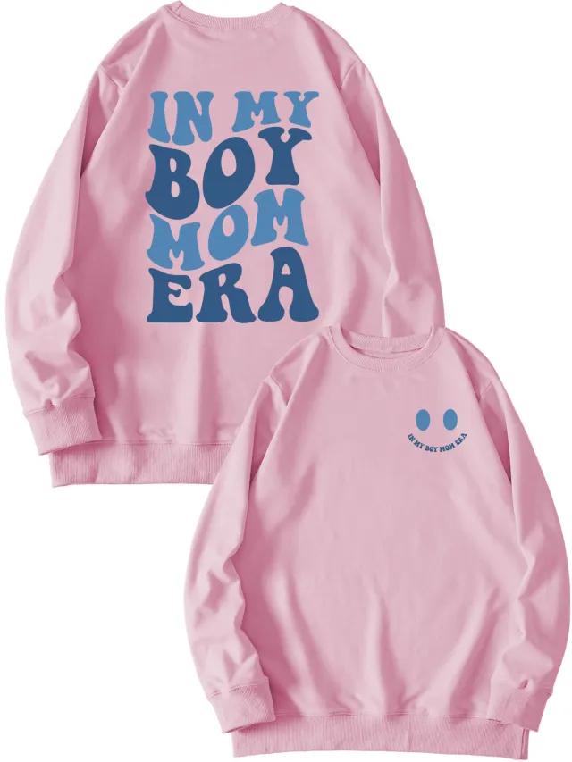 Double sided Printed Pullover Sweatshirt Long sleeved Shirt Pink - Shop at LoveMi