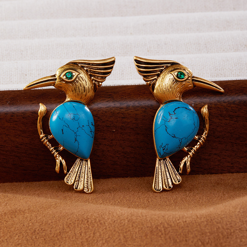 Retro Mid-Century Turquoise Animal Series Earrings