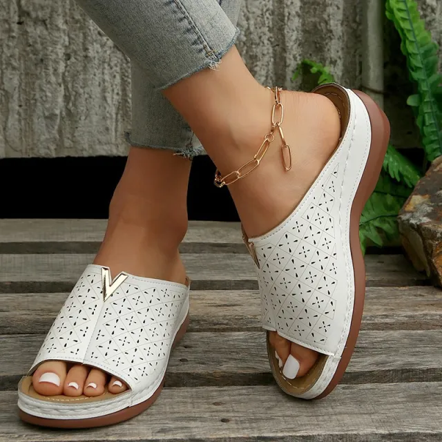 Summer New Plus Size Hollow out Wedge Sandals Women's European And American Peep Toe Platform Women's Sandals White - Shop at LoveMi