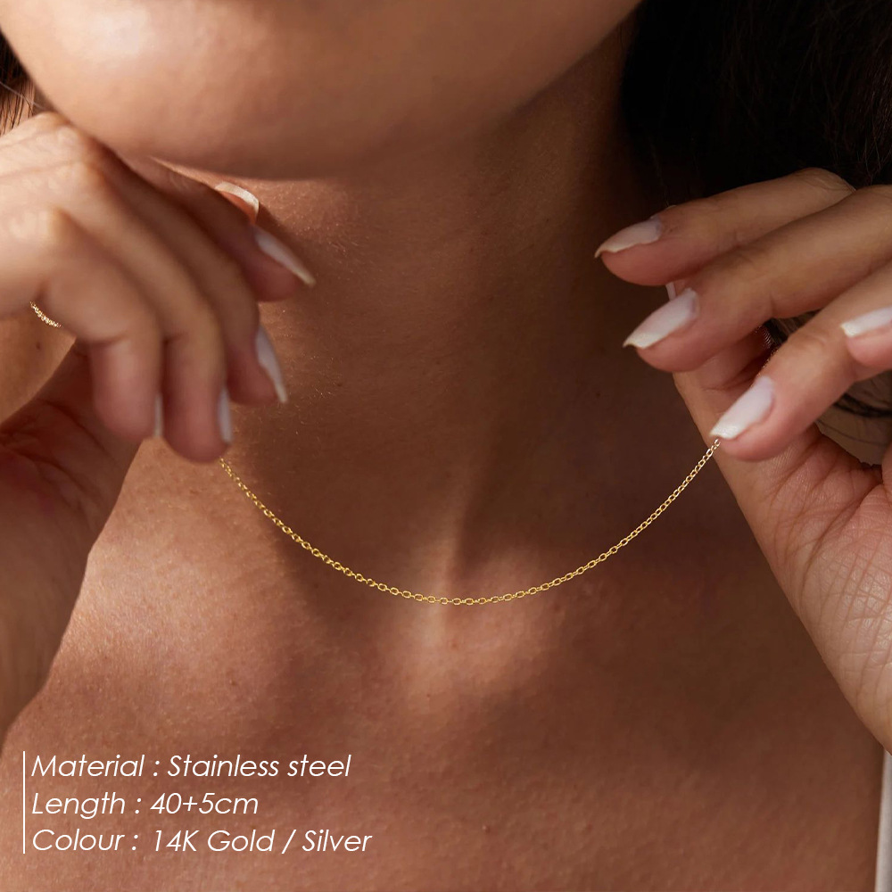 14K Gold Stainless Steel Necklace For Women