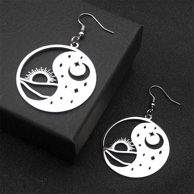 Female Bagua Yin Yang Tai Chi Ring Earrings