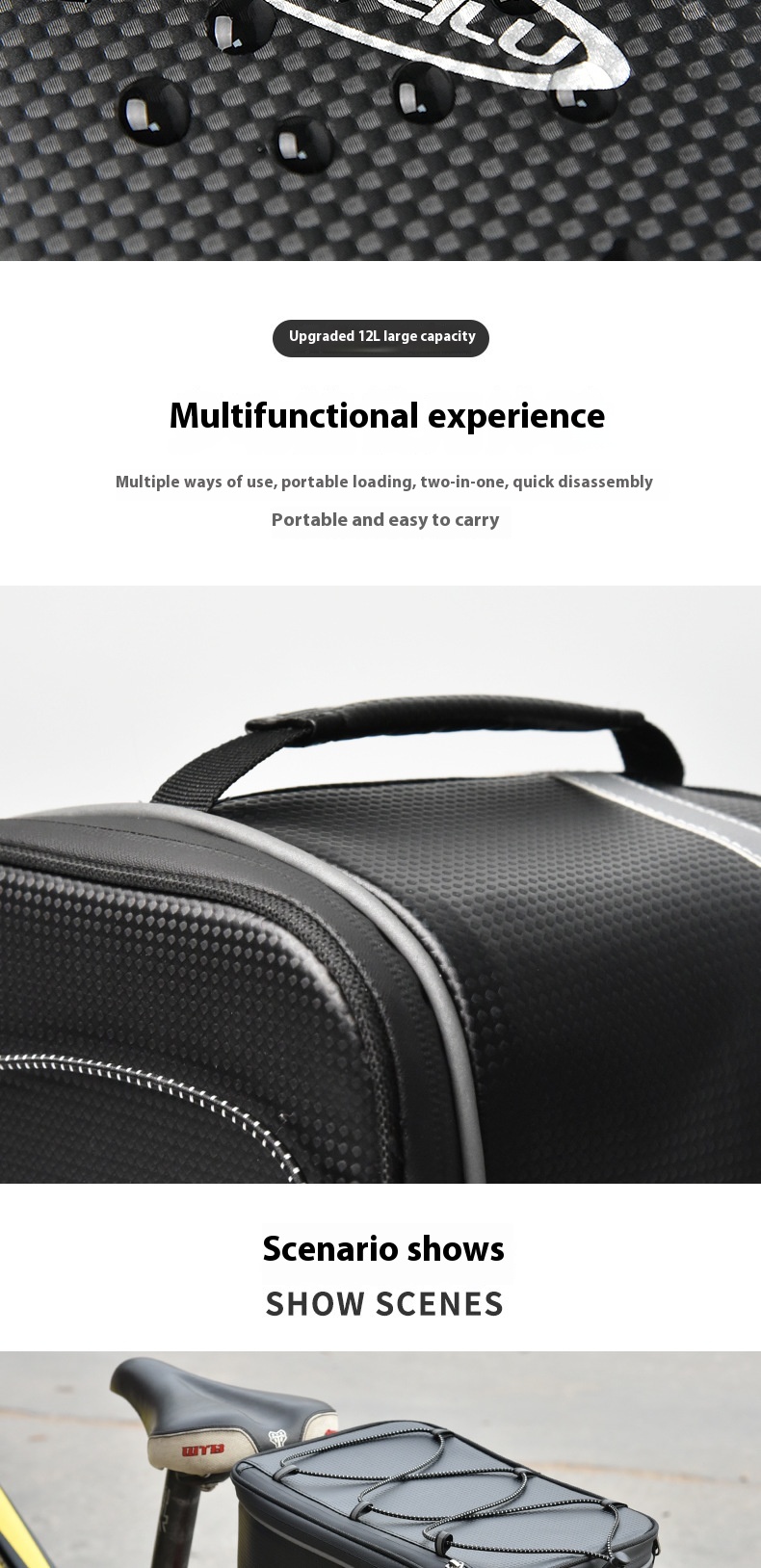 Backseat Waterproof Electric Car Carry Bicycle Rack Bag Mountain Equipment