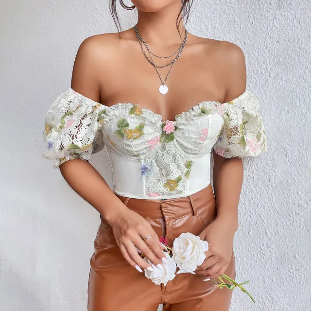 Sexy Street Backless Puff Sleeve T shirt White - Shop at LoveMi