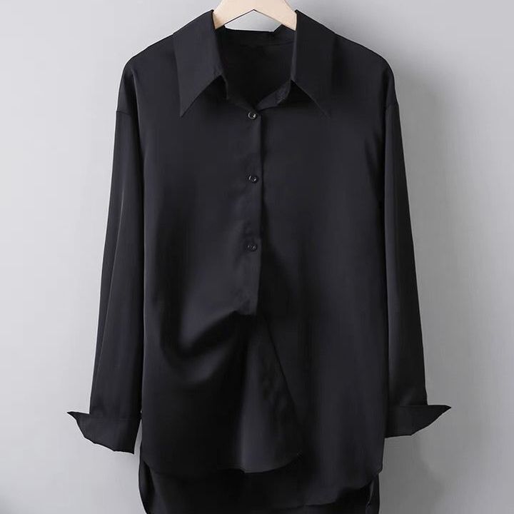 Spring And Autumn Loose Retro Hong Kong Style Long Sleeve Shirt