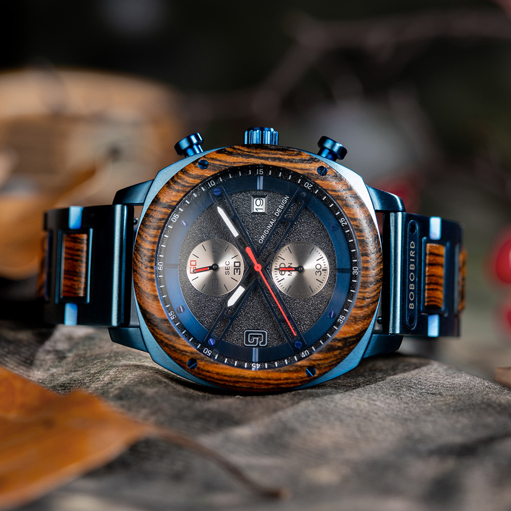 Natural Wood Men's Watch - Minimalist Retro Quartz Wristwatch with Leather Strap 4