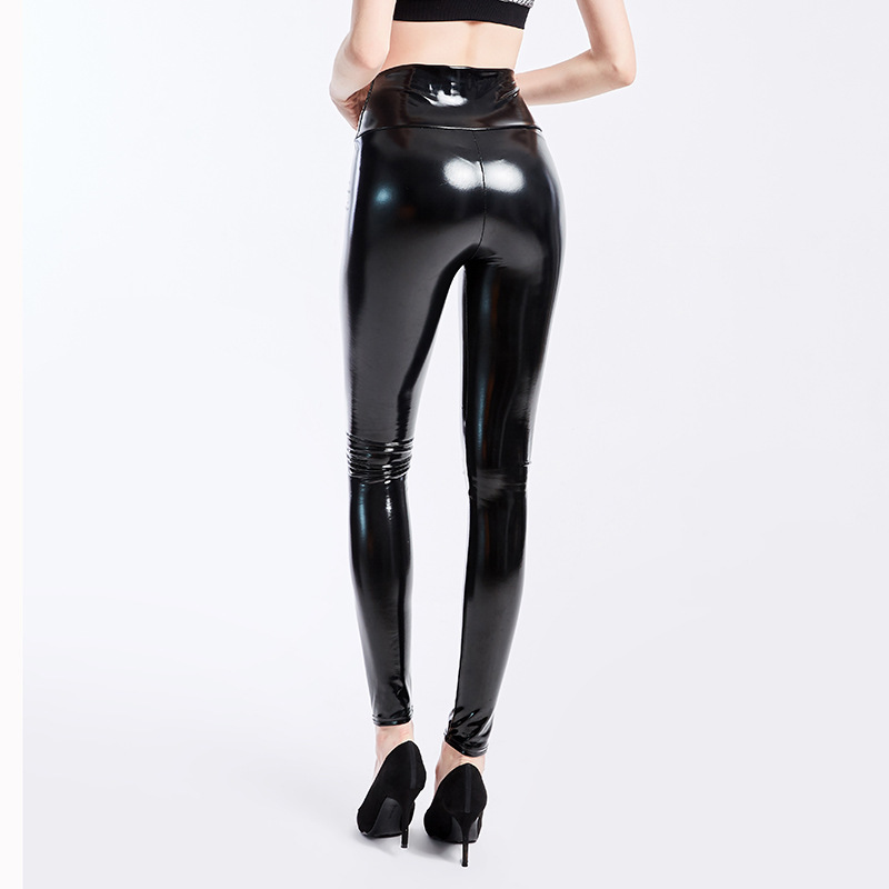 High-elastic Base Leggings With A Glossy Glue-coated Finish For Women