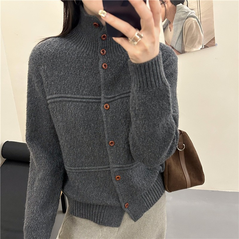 New Autumn Winter Merino Wool Knitted Sweater Coat