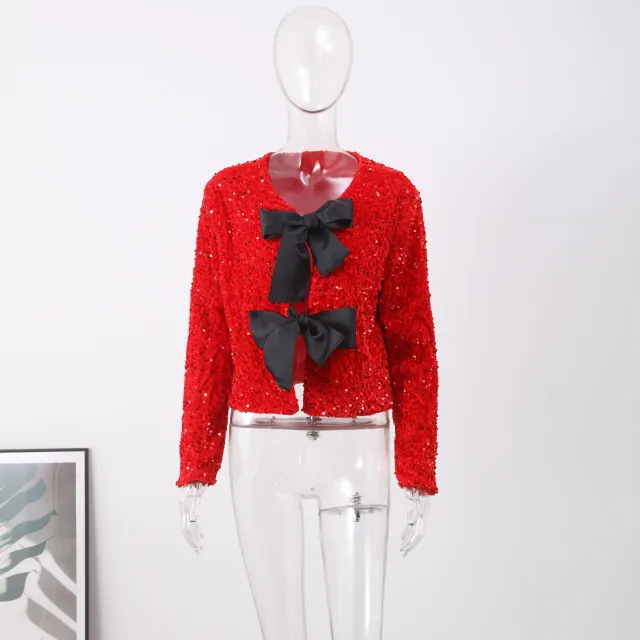 Women's Round Neck Long Sleeve Loose Plus Size Short Top Red - Shop at LoveMi