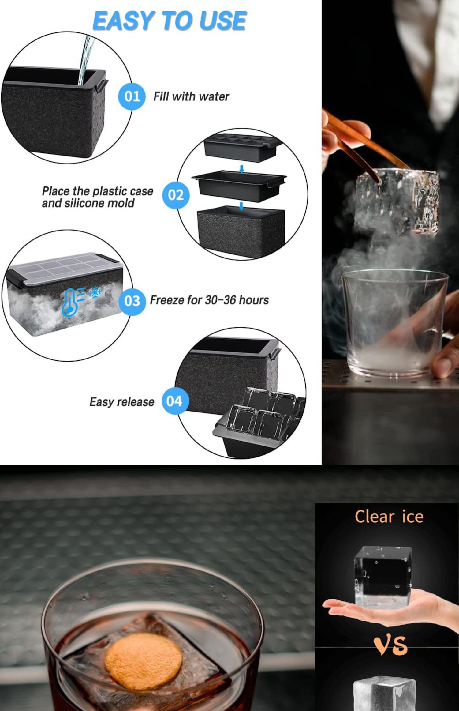 Title 2, 2TCU Transparent Ice Maker Silicone 1 Out 8 Squ...