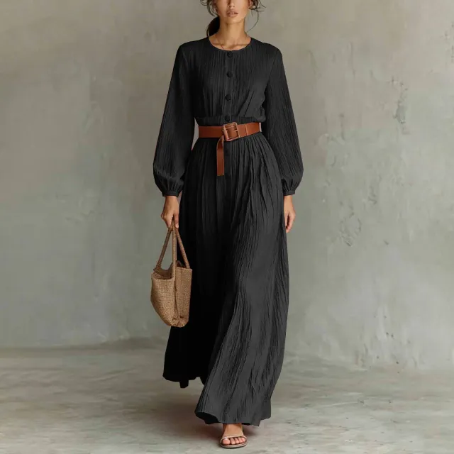 Elegant Long sleeve Button up Dressbestseller Black - Shop at LoveMi