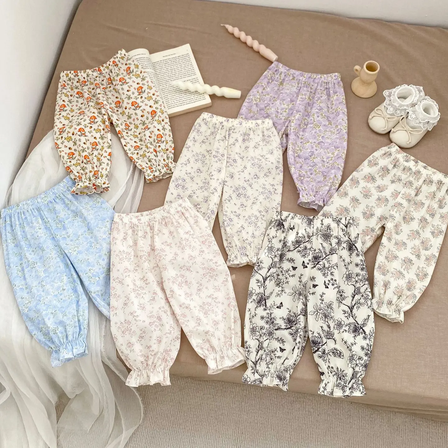 Thin Breathable Ankle-tied Puff Pants