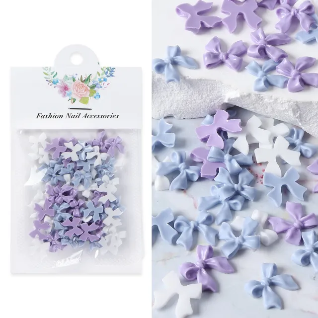 White Ribbon Bowknot Nail Jewelry No 2 Bow - Shop at LoveMi