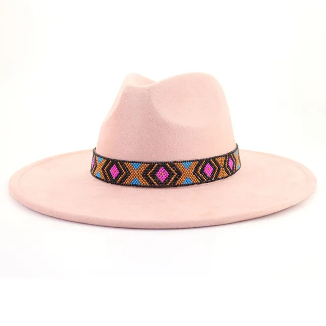 Women's Suede Bohemian Large Brim Flat Top Hat Pink - Shop at LoveMi