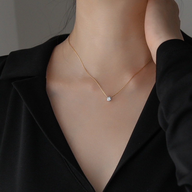 Minimalist geometric necklace worn