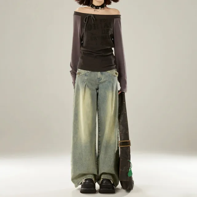 Thin Lazy Pleated Wide leg Pants For Women Water Blue - Shop at LoveMi