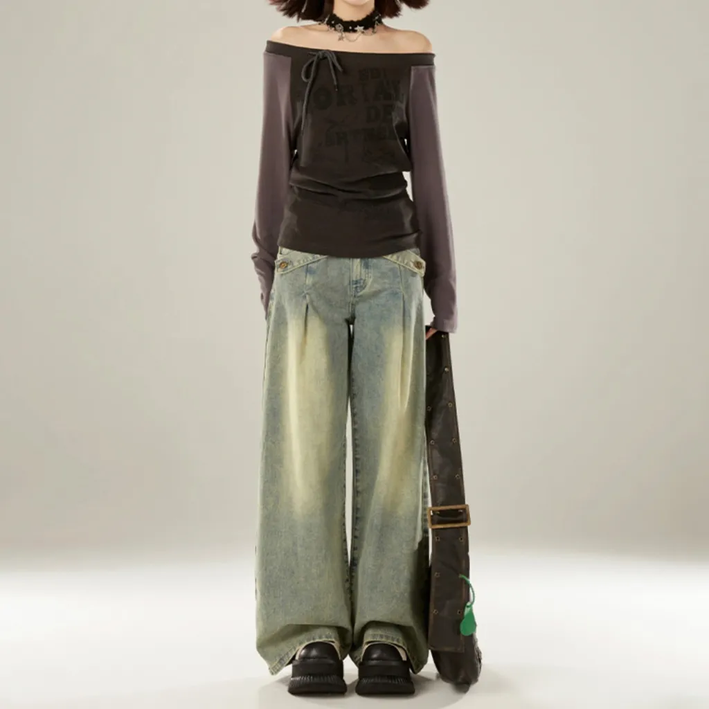Thin Lazy Pleated Wide-leg Pants For Women - Water Blue