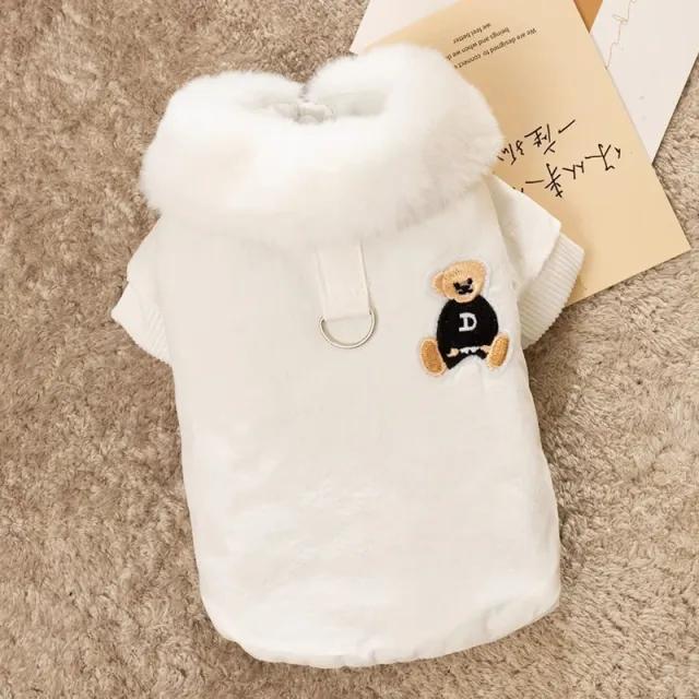 Traction Thick Warm Jacket Small Dog Autumn And Winter Cat Pet Clothes Beige - Shop at LoveMi