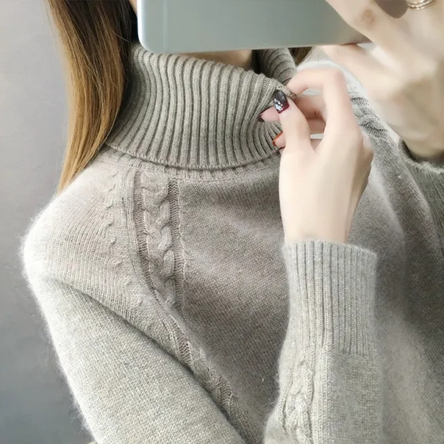 Women's Turtleneck Pullover Japanese Style Khaki - Shop at LoveMi