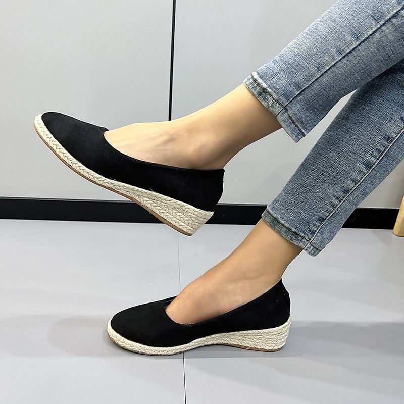 Spring New Wedge Round Toe Hemp Rope Pumps Women