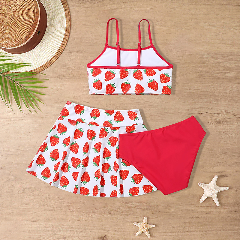 Children's Swimsuit Three-piece Girls' Skirt Middle And Big Children's Ruffled Split Swimsuit - Image 1