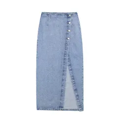 Summer Fashion High Waist A- Line Split Denim Skirt For Women - View 1
