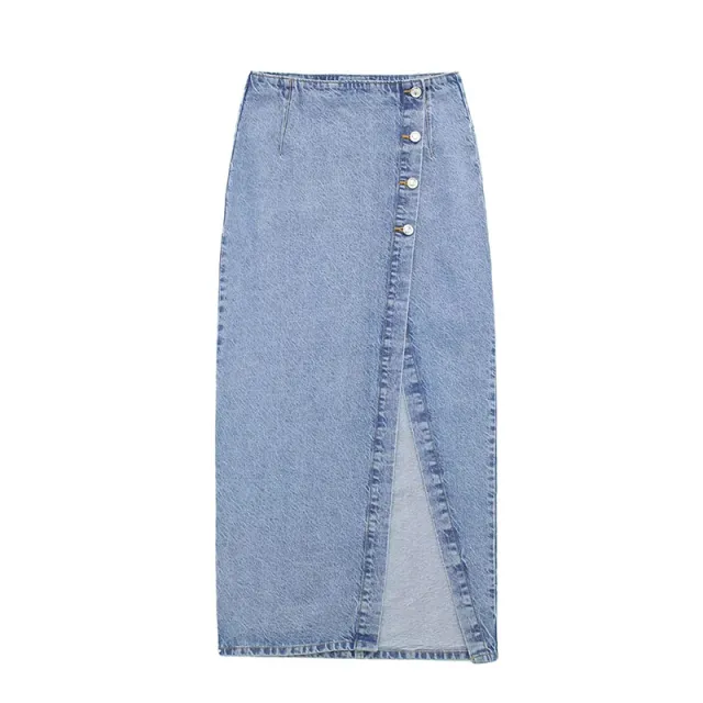 Summer Fashion High Waist A Line Split Denim Skirt For Women - Shop at LoveMi