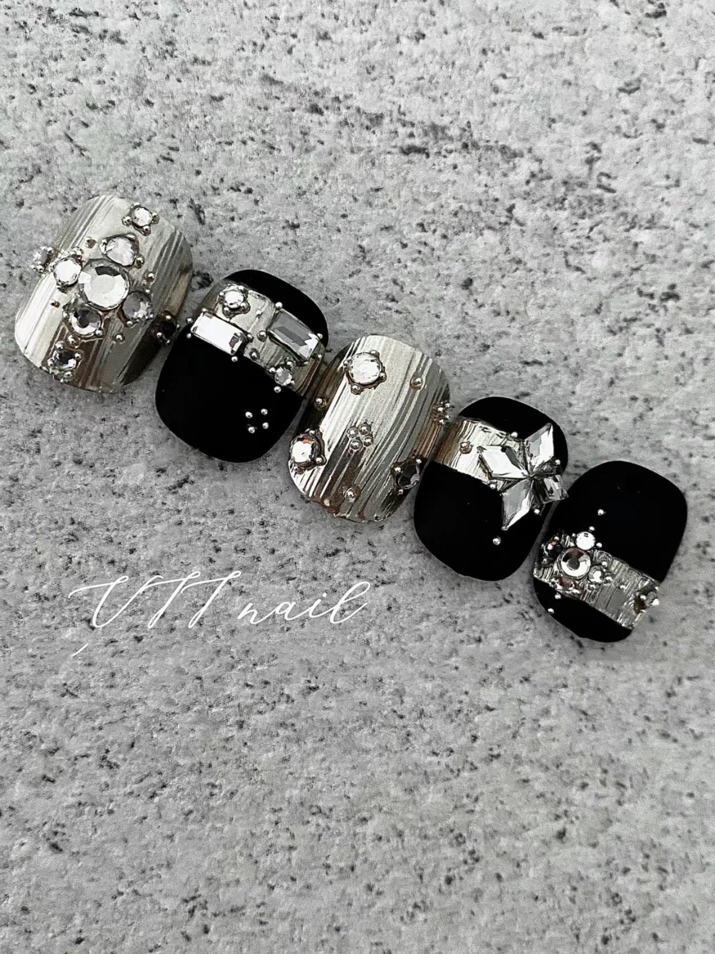 Black silver glossy surface