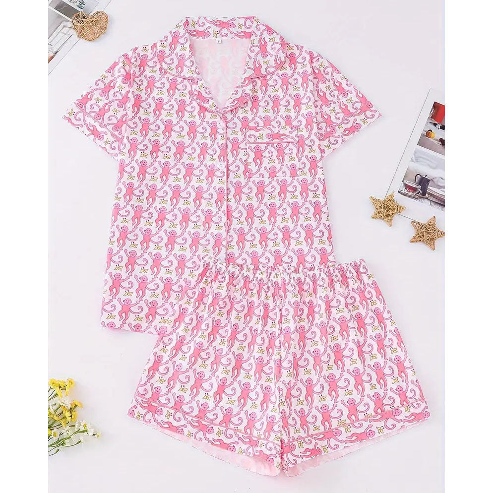 Fashion Casual Cartoon Monkey Printing Homewear Suit Xy2 - Shop at LoveMi