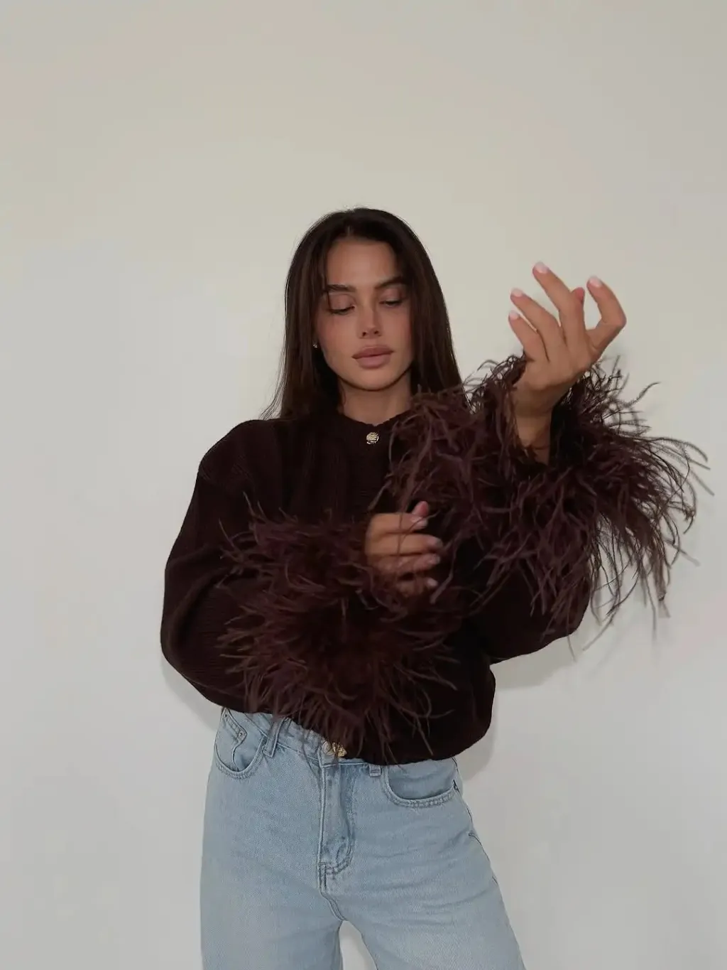 Streetstyle Personality Knitted Cardigan With Buttons Solidcolor Women's Outerwear Sweater - Brown