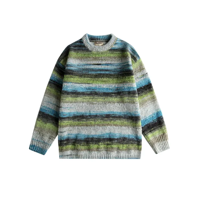 Versatile Casual Round Neck Sweater Neutral Fashion Brand Sweater Green - Shop at LoveMi