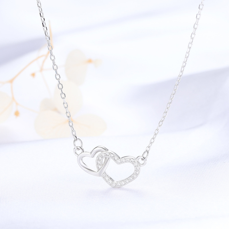 Women's Micro-inlaid Heart-shaped Necklace Sterling Silver
