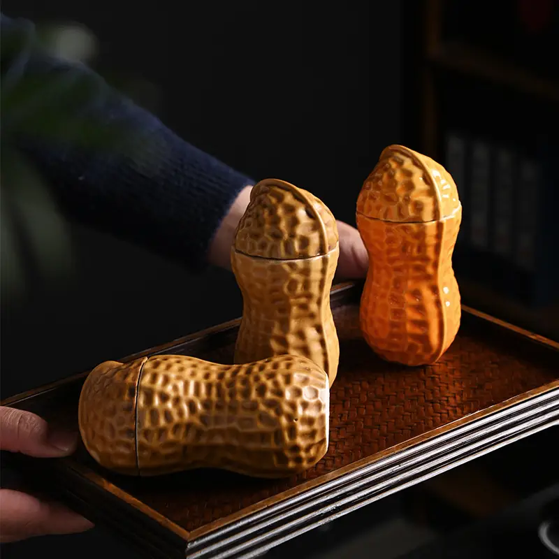 Creative Simulation Peanut Tea Pot Ceramic Storage Tank