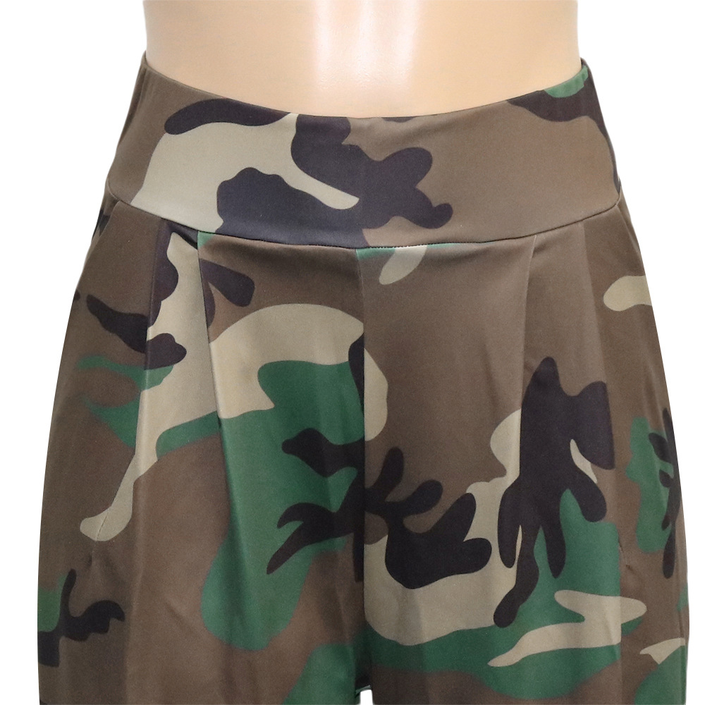 Title 8, Dames camouflage broek met wijde pijpen en elas...