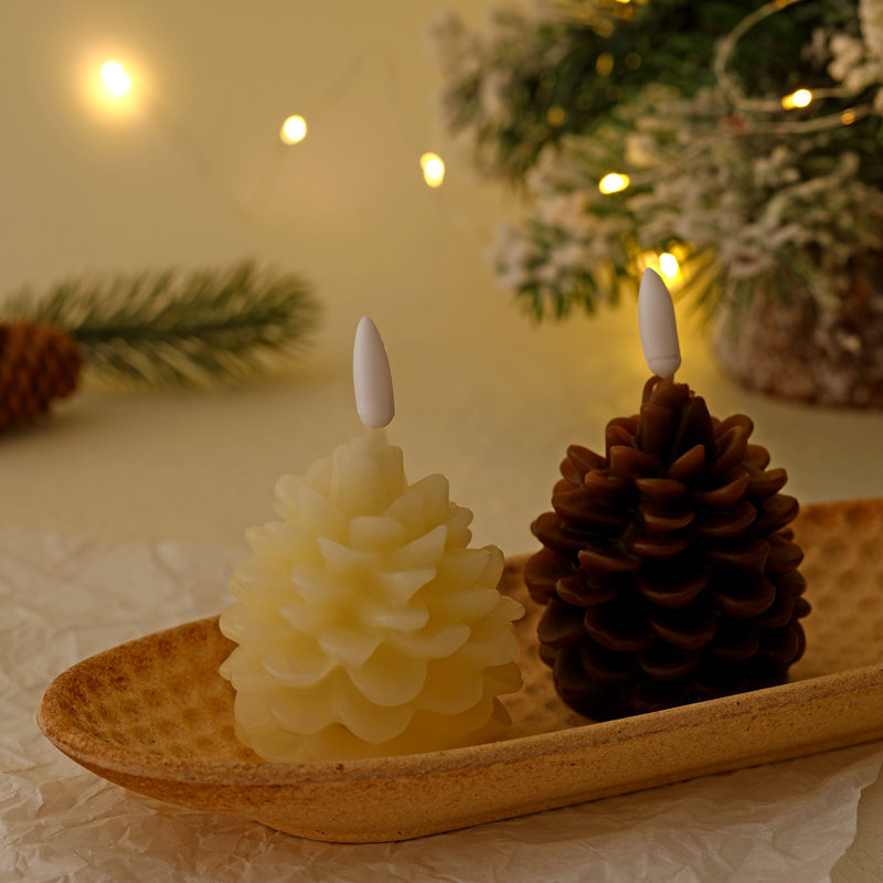 Title 7, Christmas Pine Cone Paraffin LED Bullet Candle ...