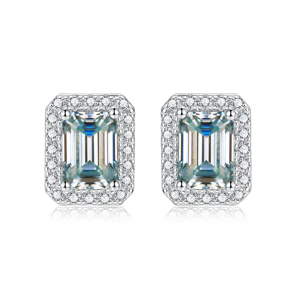 Women's Moissanite Emerald Cut Earrings
