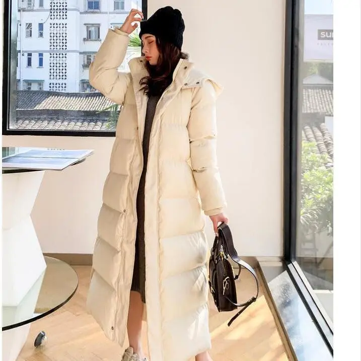 Women's Winter Loose Thick Long Cotton Coat Jacket - White