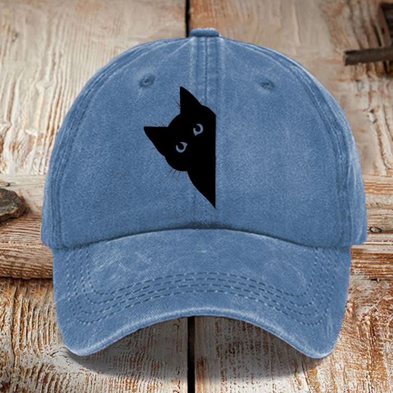 Washed Cotton Printed Hat Distressed Style Mens Vintage