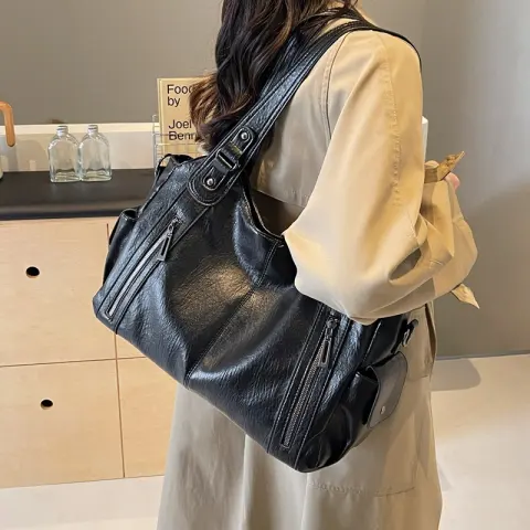 Handbag Retro Solid Color Simple Texture