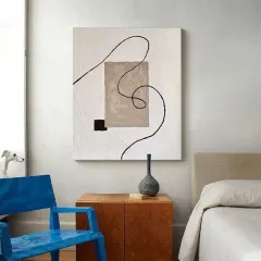 Pure Hand Drawing Minimalist Black And White Living Room Decorative Painting - Frameless Painting - View 1