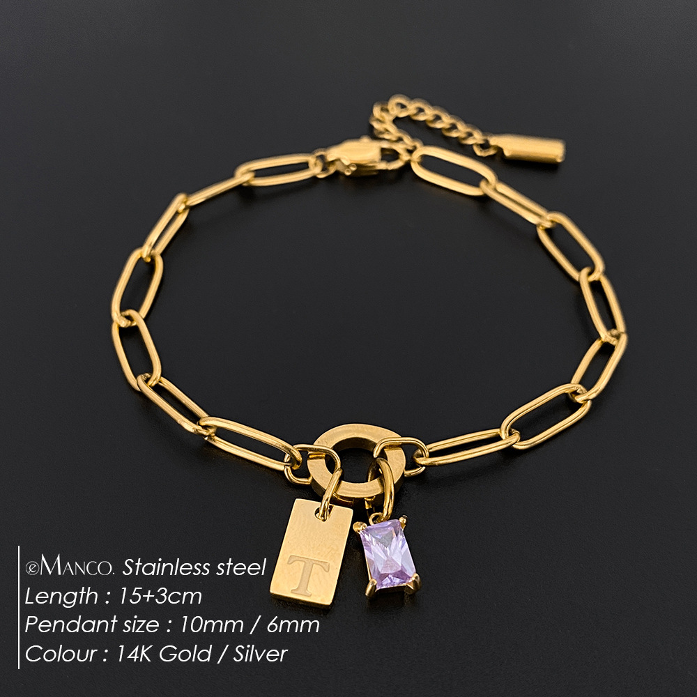 Womens Fashionable Rhinestone Letter Combination Bracelet Jewelry