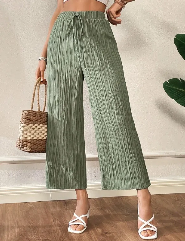 High Waist Slimming Cool Thin Casual Pants Matcha - Shop at LoveMi