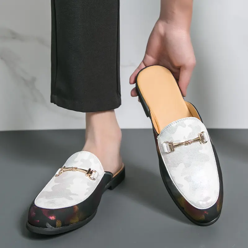 New Style Closed-Toe Half-Flip-Flops Mens Metallic Color