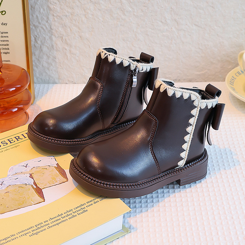 Girls' Soft-soled Velvet-lined Leather Boots - Image 6