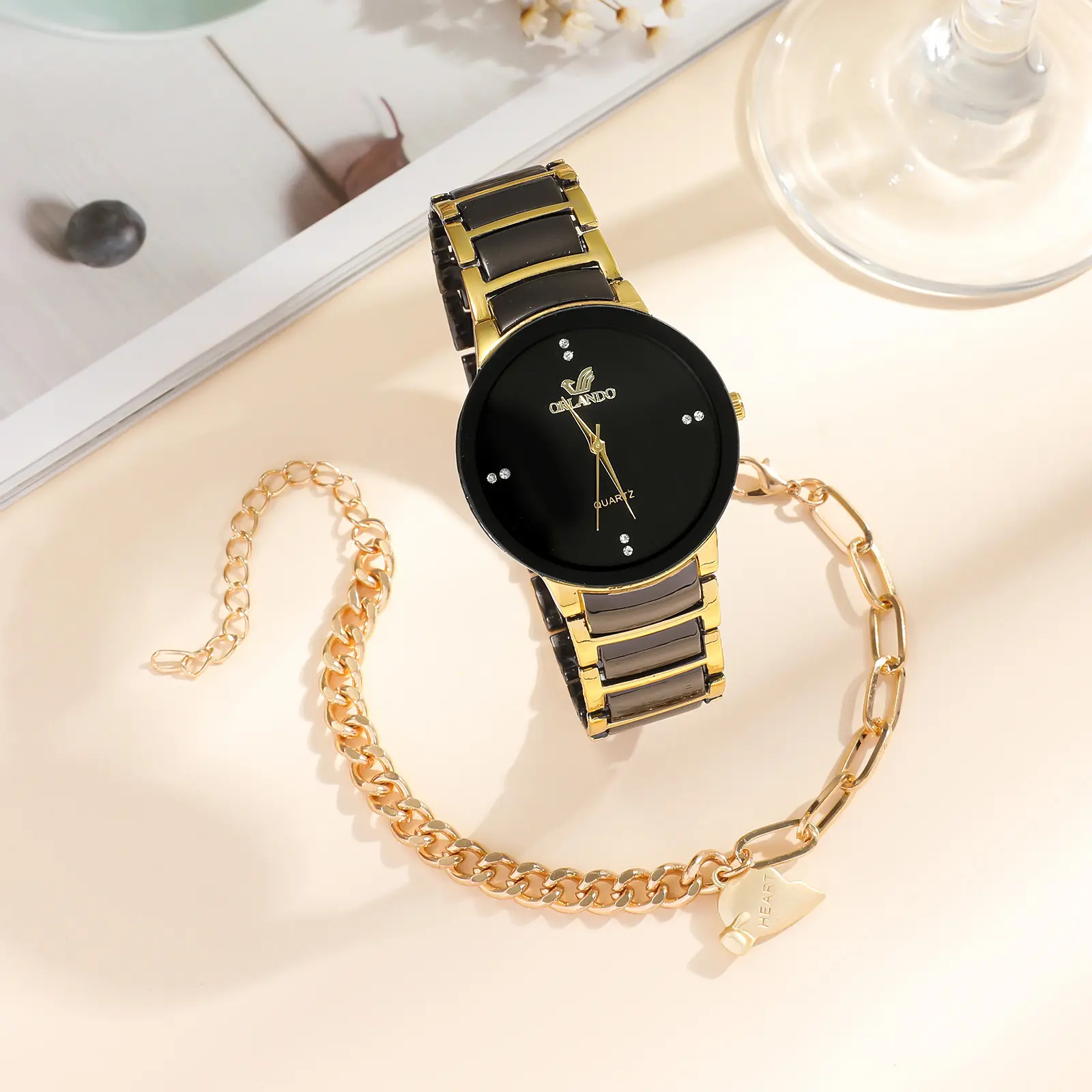 Simple All-match Couple Watch Heart Bracelet Suit