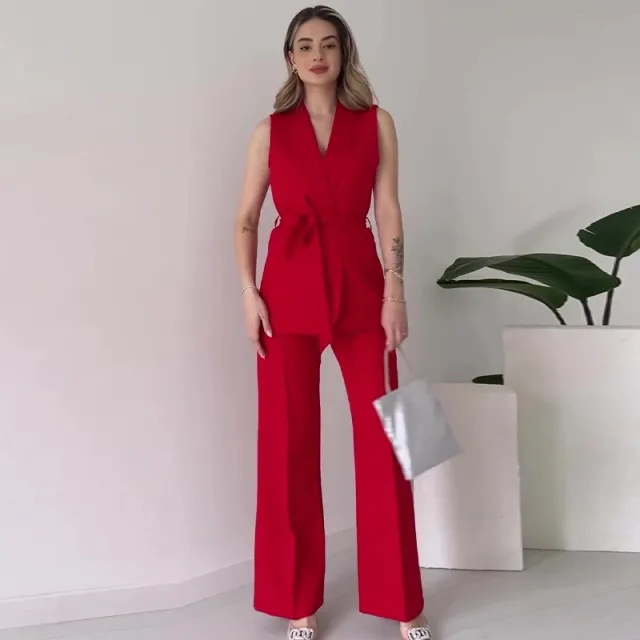 Women's Simple Solid Color Fashion Casual Elegant Outfit Red - Shop at LoveMi