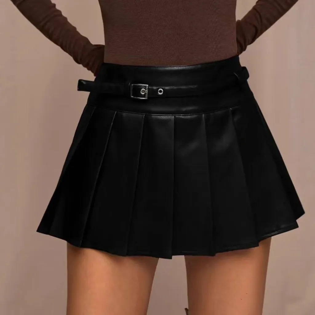 Preppy-style Pleated Skirt For Women - Black